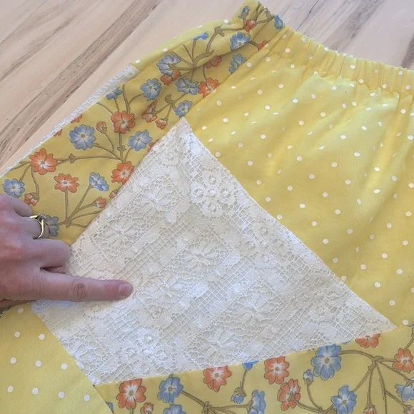 v i n t a g e Chessa Davis Maxi Skirt Polka Dot Lace Floral S or M - Picture 9 of 13